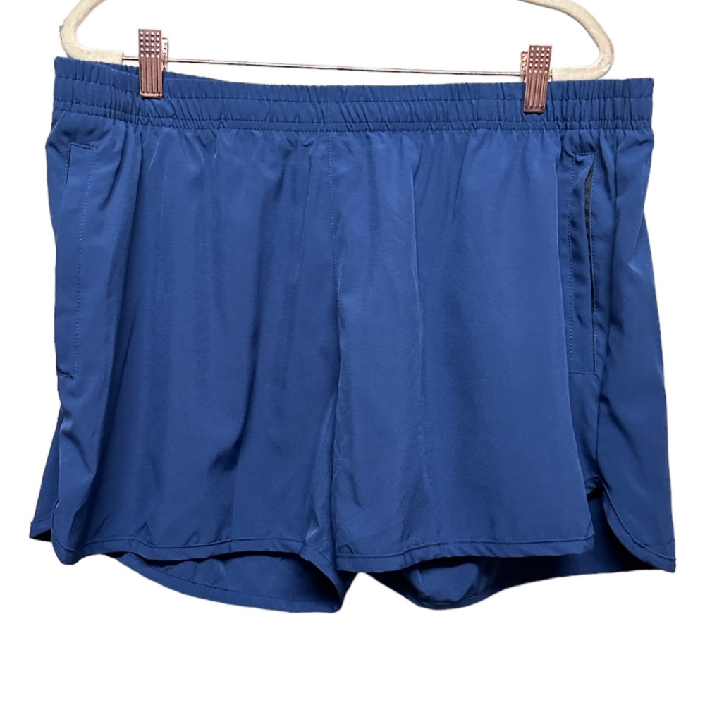 SILKWORLD Womens Athletic Running Shorts Quick Dry Sz  XXL navy blue zip pockets